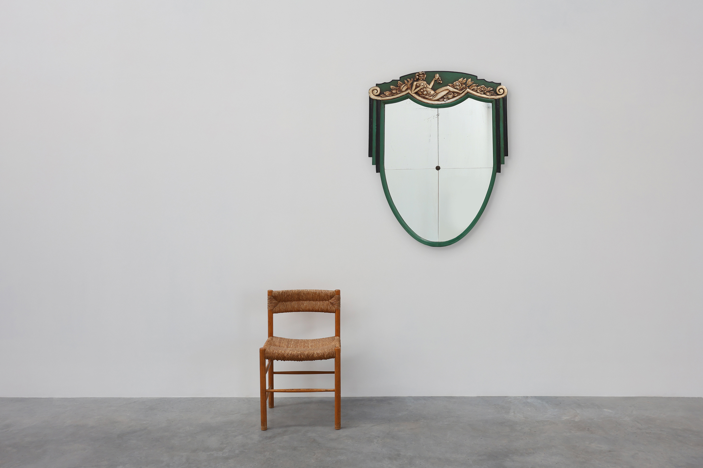 French Art Deco mirror in green carved wood, 1930sthumbnail